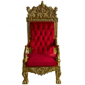 Luxury antique hotel furniture high back wooden king and queen throne chair