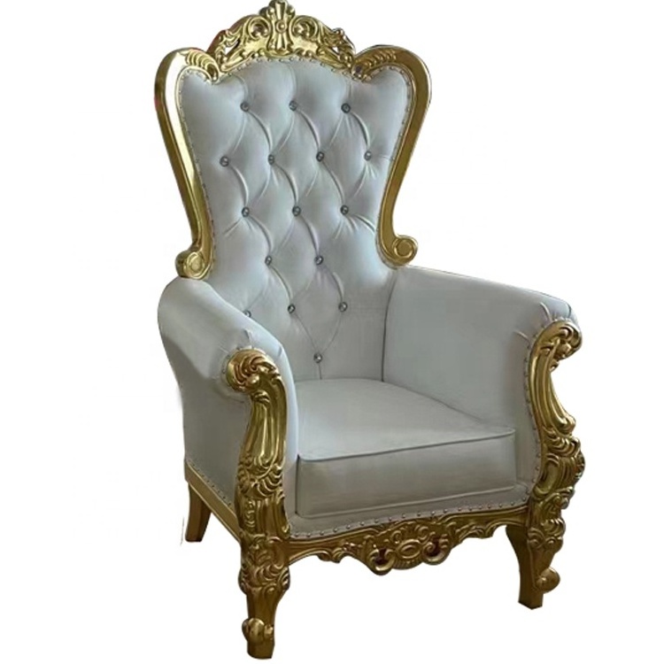 Royal white gold kids king throne chair for children event party