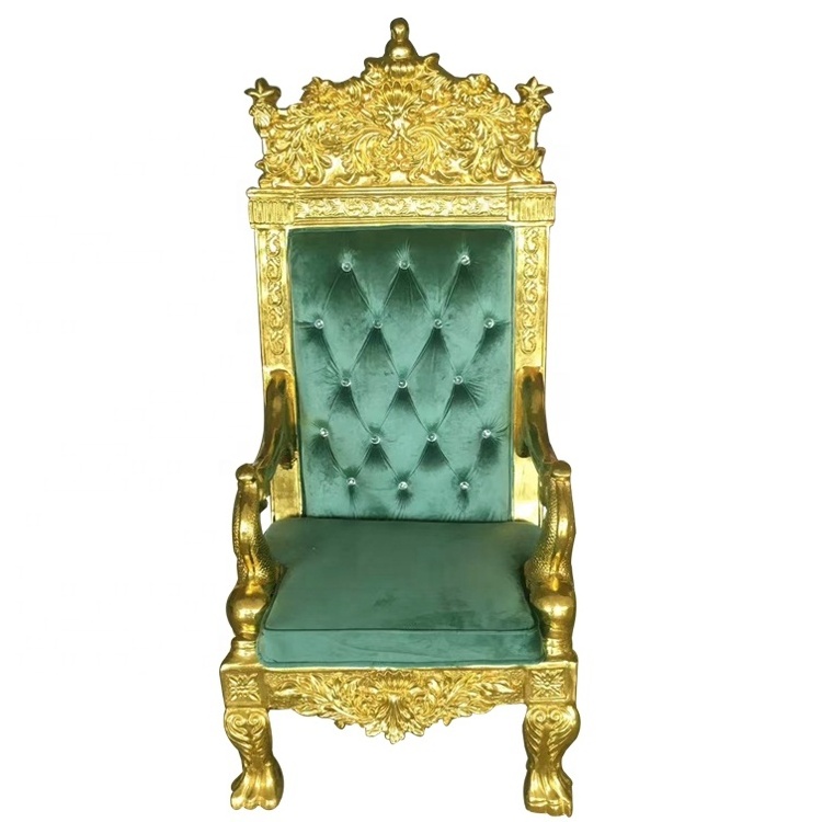 Luxury antique hotel furniture high back wooden king and queen throne chair