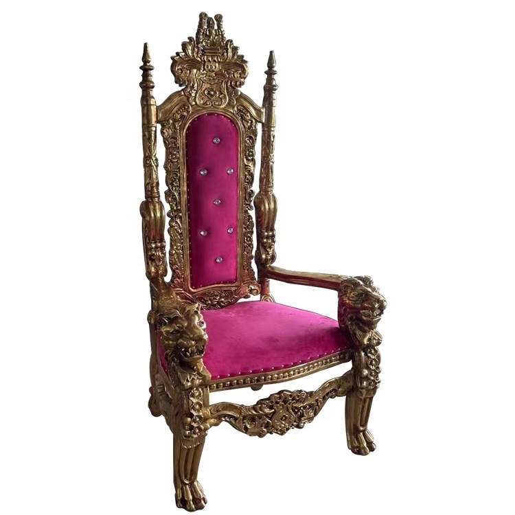 Luxury Wedding Furniture Gold Wedding Lion King Throne Chair