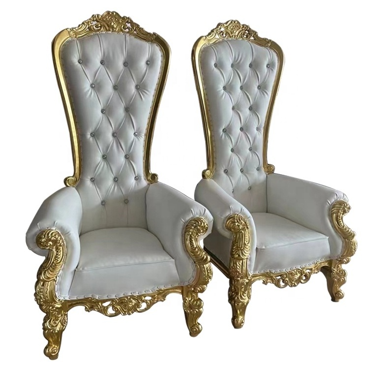 White high back wedding throne chair for bride and groom