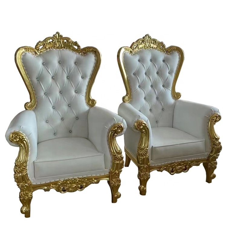 Royal white gold kids king throne chair for children event party