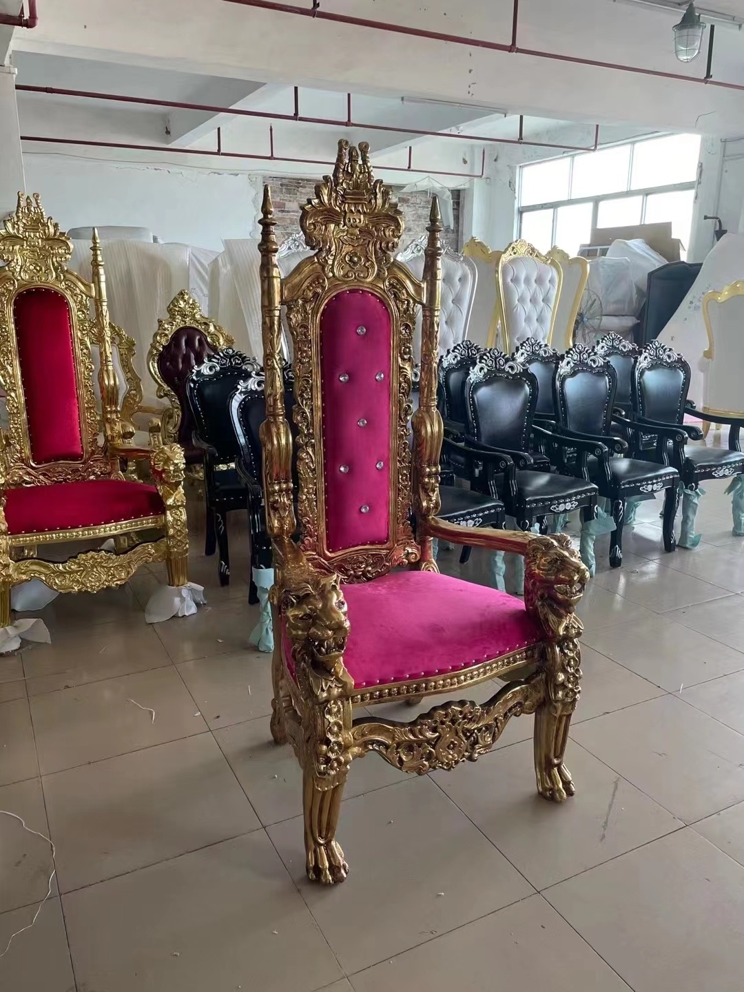 Luxury Wedding Furniture Gold Wedding Lion King Throne Chair