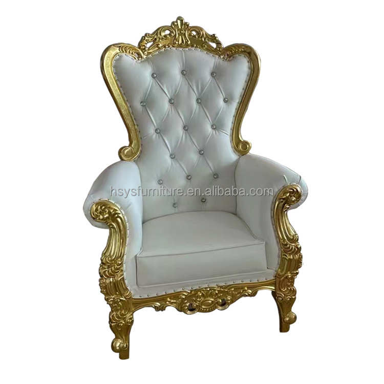 Royal white gold kids king throne chair for children event party