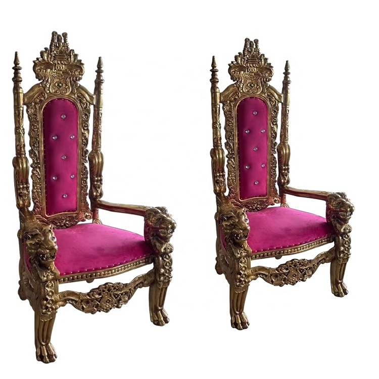 Luxury Wedding Furniture Gold Wedding Lion King Throne Chair