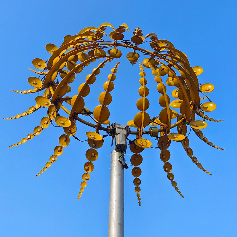 Stainless steel rotating kinetic wind sculpture outdoor wind powered kinetic sculpture