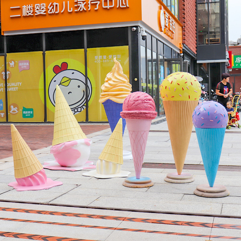 Giant Fiberglass Ice Cream Cone Props Sculpture  Ice cream Statue Resin Popsicle Sculpture for Ice Cream Shop Decoration