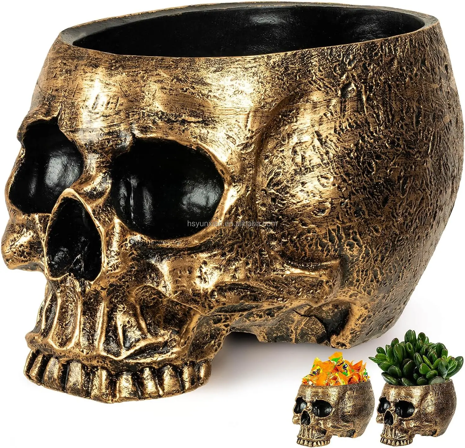 Cute Halloween Decorations 2023 New Upgrade Halloween Skull Candy Bowl - Large Size Skull Planter Deep Skull Head Candy Dish