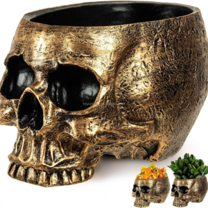 Cute Halloween Decorations 2023 New Upgrade Halloween Skull Candy Bowl - Large Size Skull Planter Deep Skull Head Candy Dish