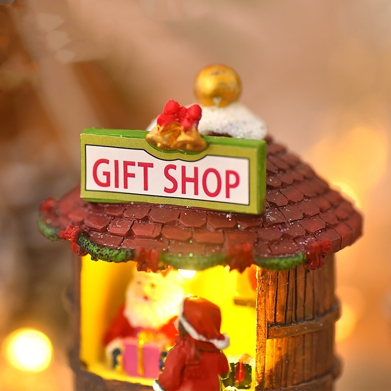 Hot sales Holiday Ornament With Glitter Light For Christmas Decoration & Resin Crafts Gift Tiny House For Christmas Statue