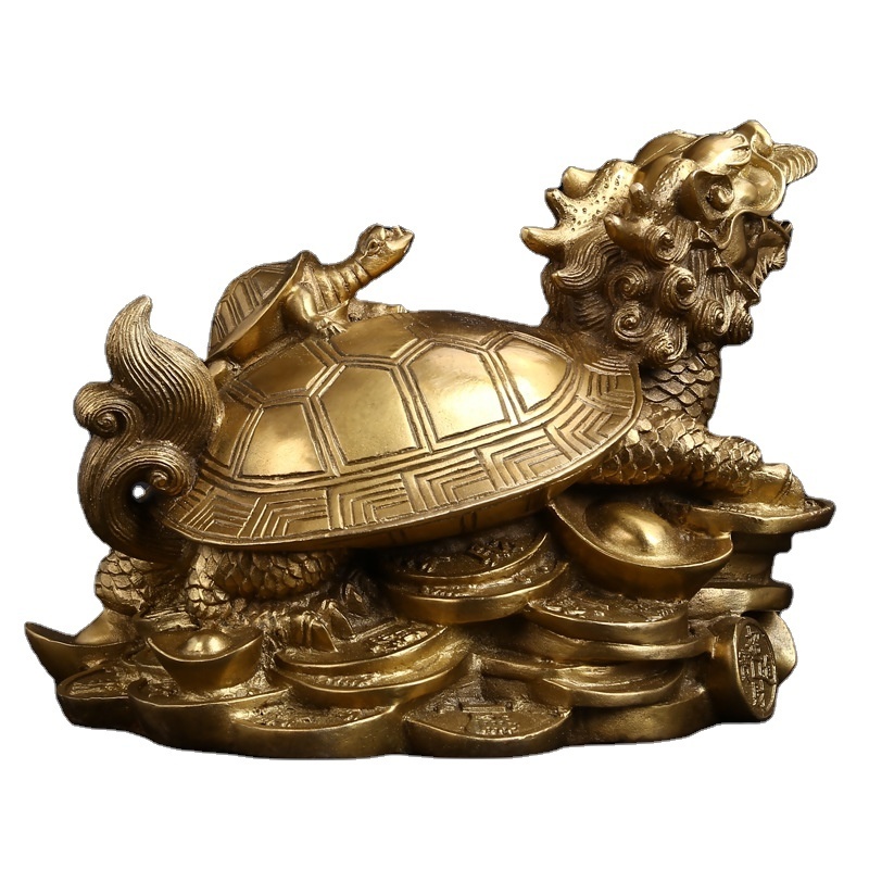 Dropship Wholesale Feng Shui Products Long Gui Brass Chinese Dragon Turtle Statue