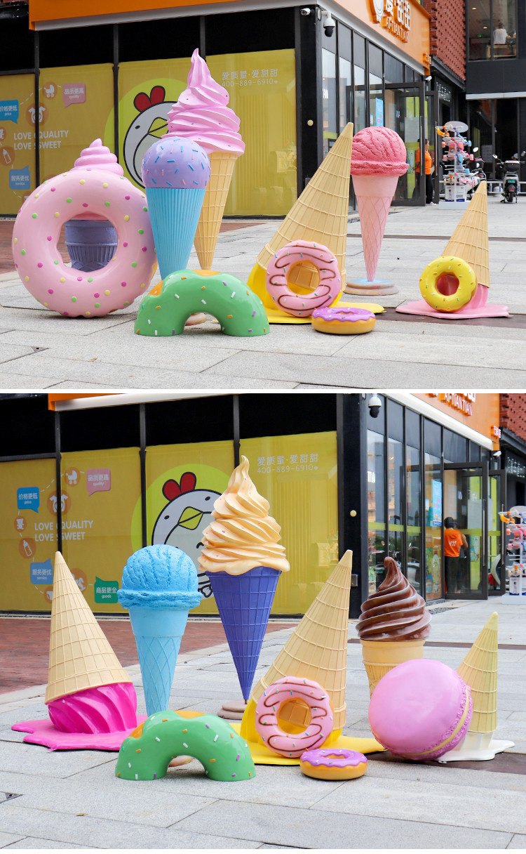 Giant Fiberglass Ice Cream Cone Props Sculpture  Ice cream Statue Resin Popsicle Sculpture for Ice Cream Shop Decoration