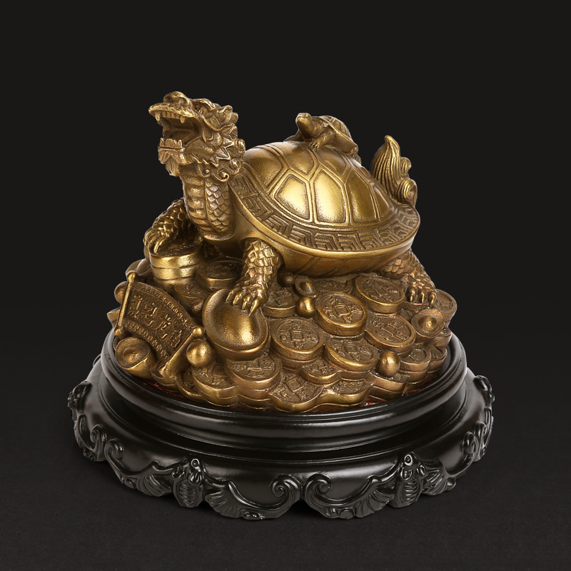 Dropship Wholesale Feng Shui Products Long Gui Brass Chinese Dragon Turtle Statue