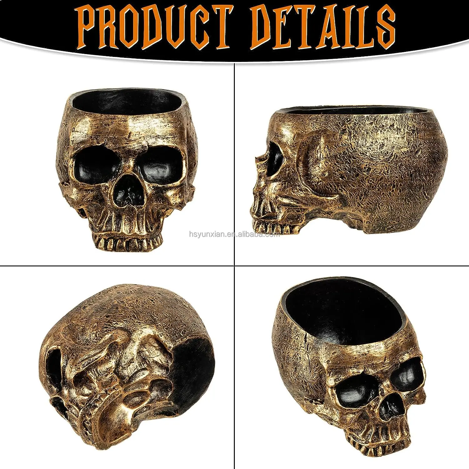 Cute Halloween Decorations 2023 New Upgrade Halloween Skull Candy Bowl - Large Size Skull Planter Deep Skull Head Candy Dish