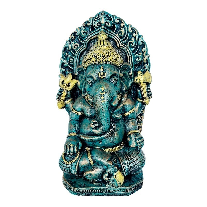 Custom made home fengshui decor meditating resin crafts, Indian standing Lord God Elephant Buddha Statue with halo