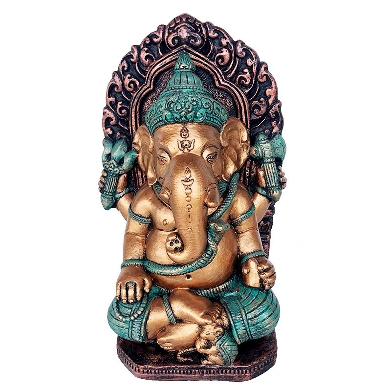 Custom made home fengshui decor meditating resin crafts, Indian standing Lord God Elephant Buddha Statue with halo