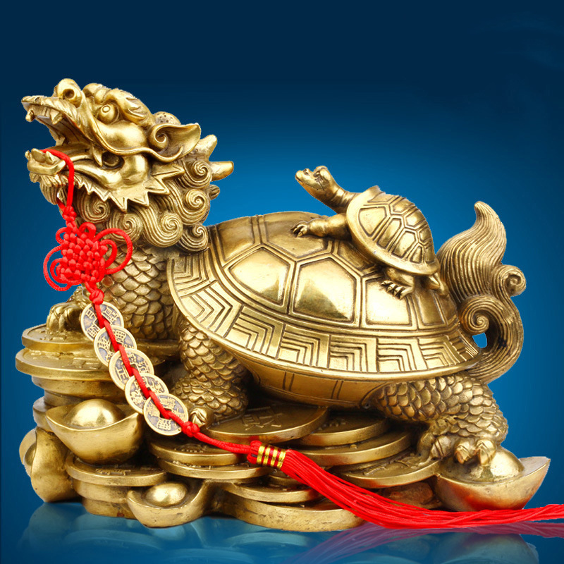 Dropship Wholesale Feng Shui Products Long Gui Brass Chinese Dragon Turtle Statue