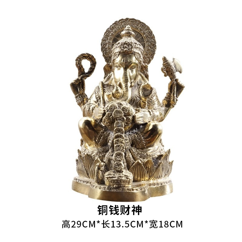 Custom made home fengshui decor meditating resin crafts, Indian standing Lord God Elephant Buddha Statue with halo