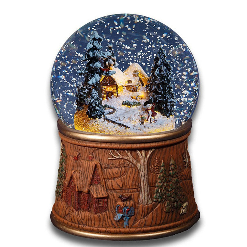 OEM Snowball Home Decoration Water Globe Custom Large Winter Mountain Village with Christmas Train Landscape Snow Globe