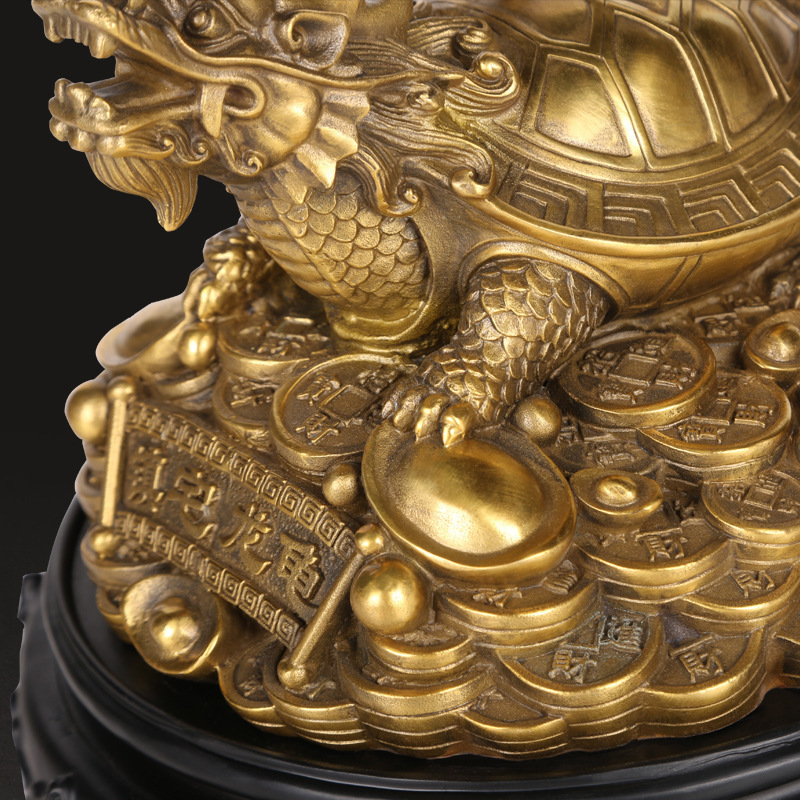 Dropship Wholesale Feng Shui Products Long Gui Brass Chinese Dragon Turtle Statue