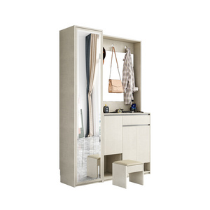 Scandinavian Large-capacity Wardrobe With Mirror Multifunctional With Shoe Changing Stool Shoe Cabinet