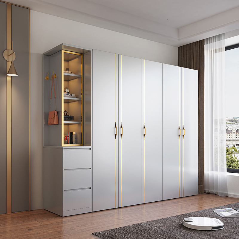 Minimalist Light Luxury Panel Wardrobe Small Household Bedroom Furniture Combination