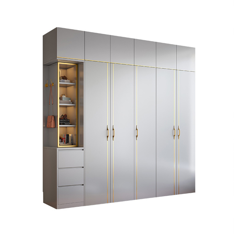 Minimalist Light Luxury Panel Wardrobe Small Household Bedroom Furniture Combination