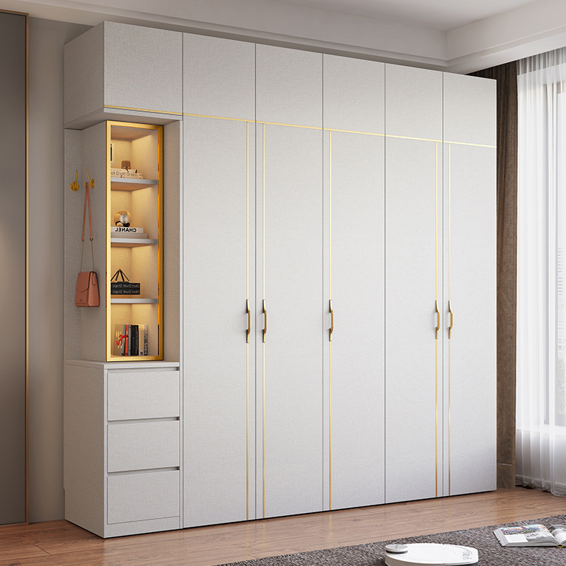 Minimalist Light Luxury Panel Wardrobe Small Household Bedroom Furniture Combination