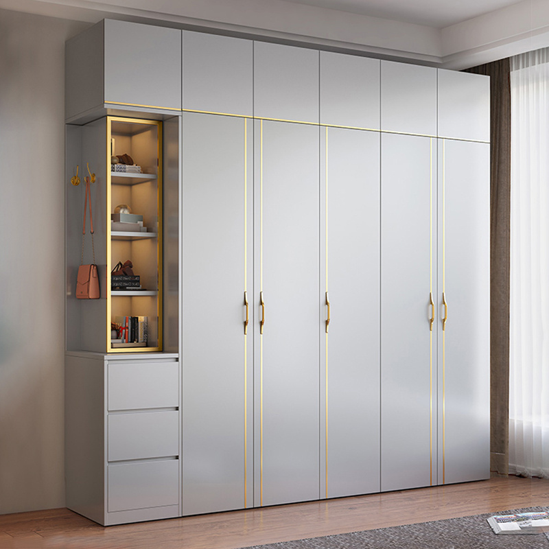 Minimalist Light Luxury Panel Wardrobe Small Household Bedroom Furniture Combination