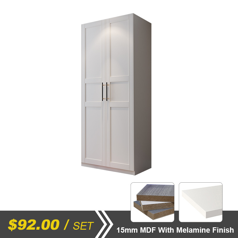 Modern Minimalist European Style 2/4/6/8 Combination White Wardrobe MDF Door Storage Closets for Bedroom and School Application