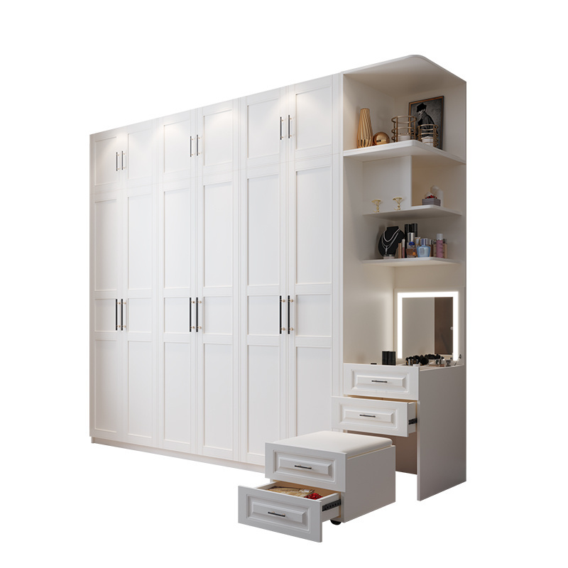 Modern Minimalist European Style 2/4/6/8 Combination White Wardrobe MDF Door Storage Closets for Bedroom and School Application