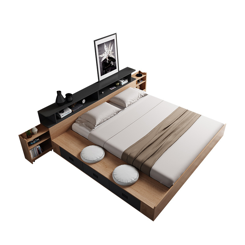 Simple And Modern Japanese Tatami Bed Small Bedroom Floor Storage Bed 1.8 M Double Bed