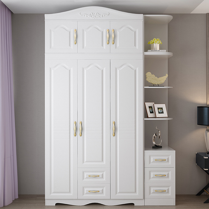 Bedroom Home European Style Closet Six Doors With Top Cabinet Light Luxury Wind Cream White Closet