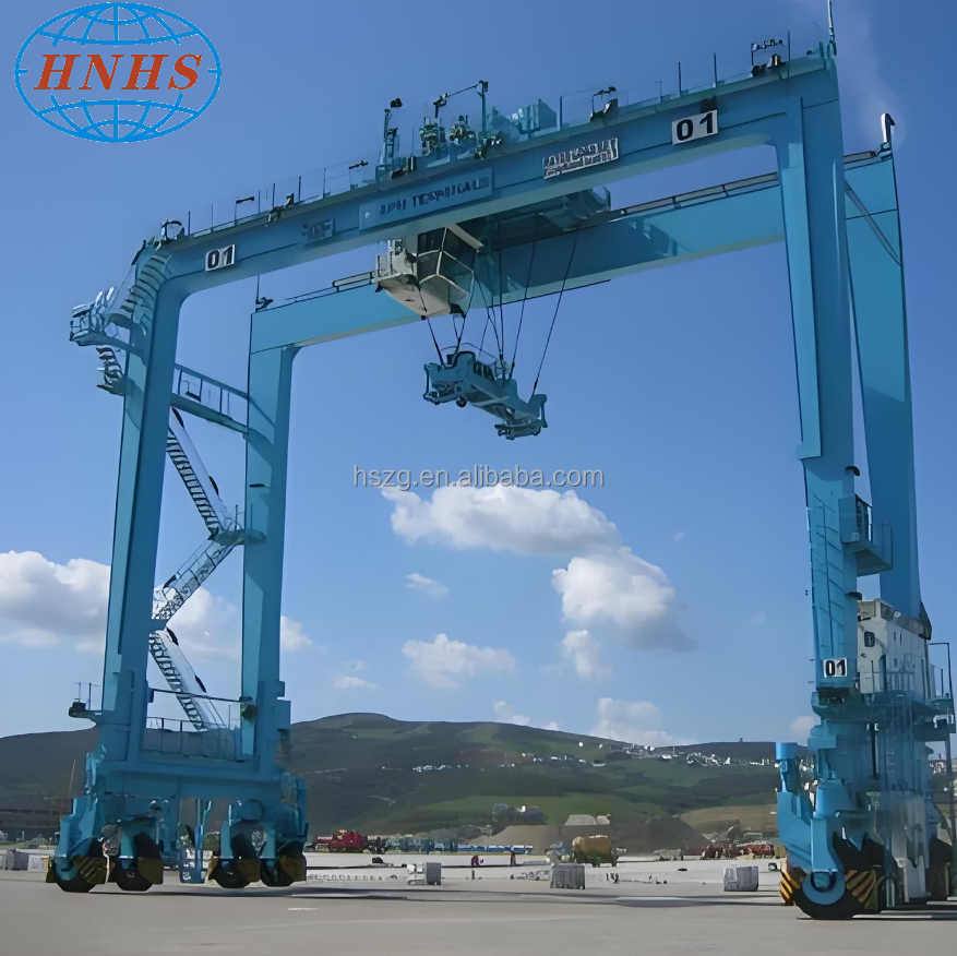 Huasui Brand 20 Ton 10 Ton RTG Crane Straddle Carrier 30 Ton 42 Ton Rubber Tyre Gantry Crane Container 50 Ton Motor Engine