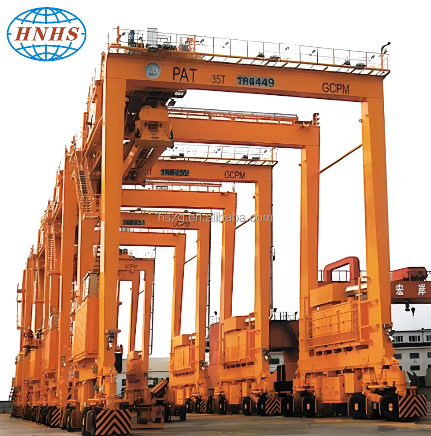 Huasui Brand 20 Ton 10 Ton RTG Crane Straddle Carrier 30 Ton 42 Ton Rubber Tyre Gantry Crane Container 50 Ton Motor Engine