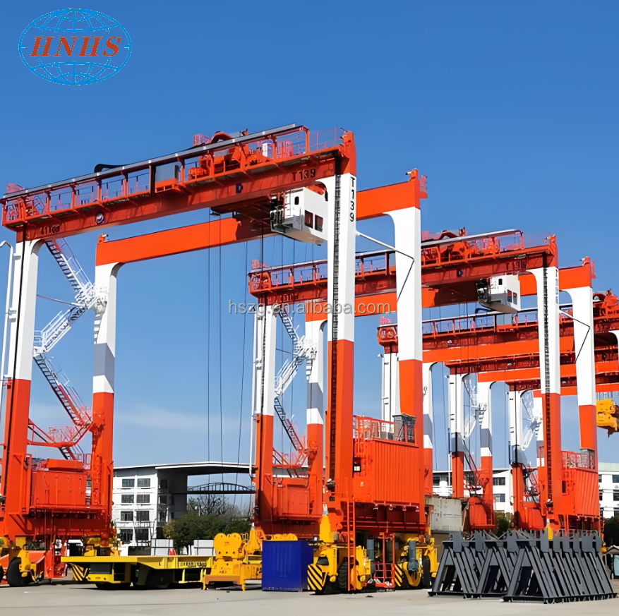 Huasui Brand 20 Ton 10 Ton RTG Crane Straddle Carrier 30 Ton 42 Ton Rubber Tyre Gantry Crane Container 50 Ton Motor Engine