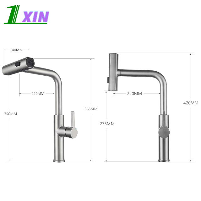 SUS304 stainless steel pull down water tap Single Handle sink Creative design two-in-one pull out kitchen faucet