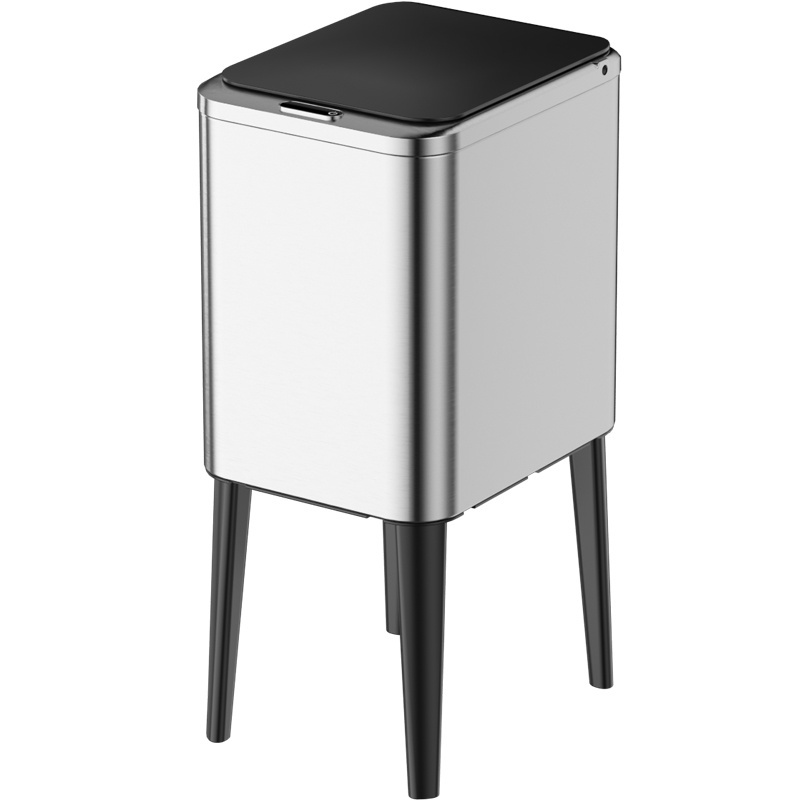 Luxury Stainless Steel Trash Can with Lid  Motion Sensor Trash Can with ABS Legs Liter Automatic smart trash can