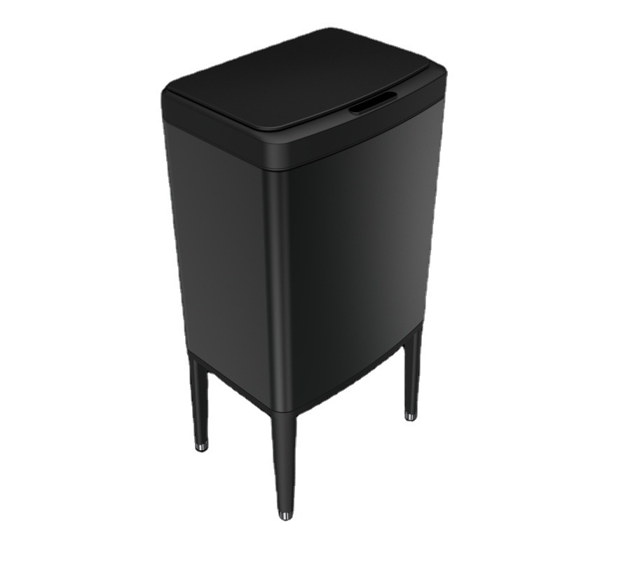 40L New black Smart Trash Can with Lid  rectangle Garbage Can with Legs Waterproof Touchless Garbage Bin