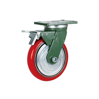 Heavy duty casters 4/5/6/8 inch PU Casters Red polyurethane castor wheel swivel casters for industrial equipment