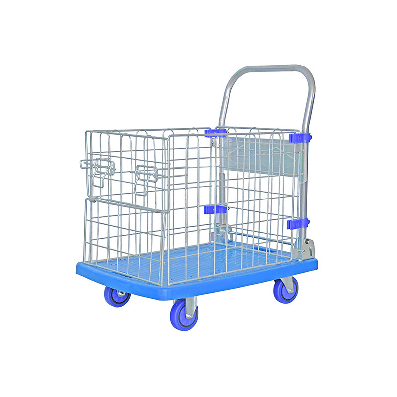 With folding fence trolley manufactory Handtruck hand cart Industrial plastic Foldable Platform trolley