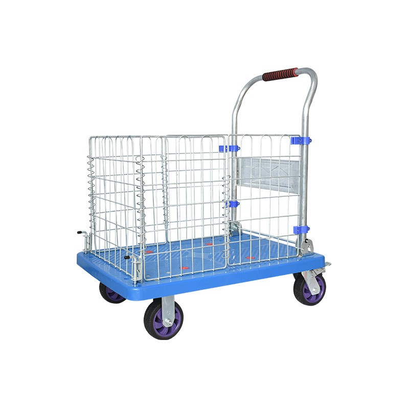 With folding fence trolley manufactory Handtruck hand cart Industrial plastic Foldable Platform trolley