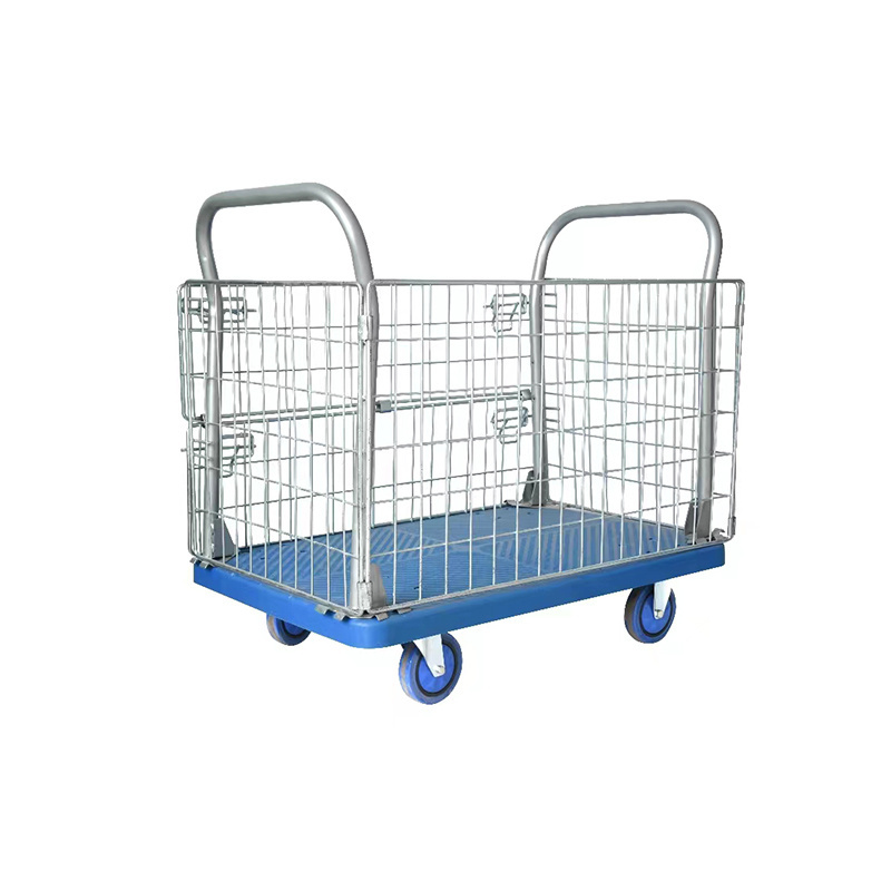 With folding fence trolley manufactory Handtruck hand cart Industrial plastic Foldable Platform trolley