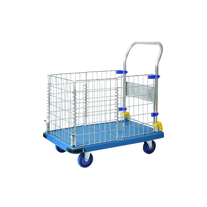 With folding fence trolley manufactory Handtruck hand cart Industrial plastic Foldable Platform trolley