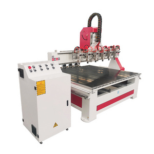 Multi spindle 3D cnc carving router machine with 4 axis rotary with DSP controller