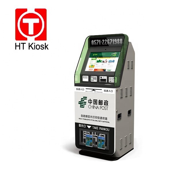 Hospital cash in and out touch monitor cash acceptor coin dispenser machine 16 keys pin pad payment kiosk