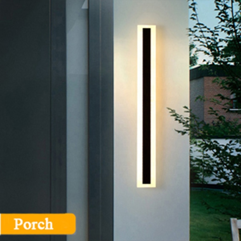 Outdoor Wall Lights 30cm 7W IP65 Frosted Acrylic LED Modern Wall Lamp Rectangular Black Wall Lights Suitable for Porch Courtyard