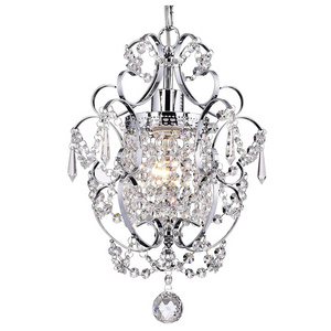 Crystal Mini Chandelier Lighting 1 Light Chrome Chandeliers Iron Ceiling Light Fixture