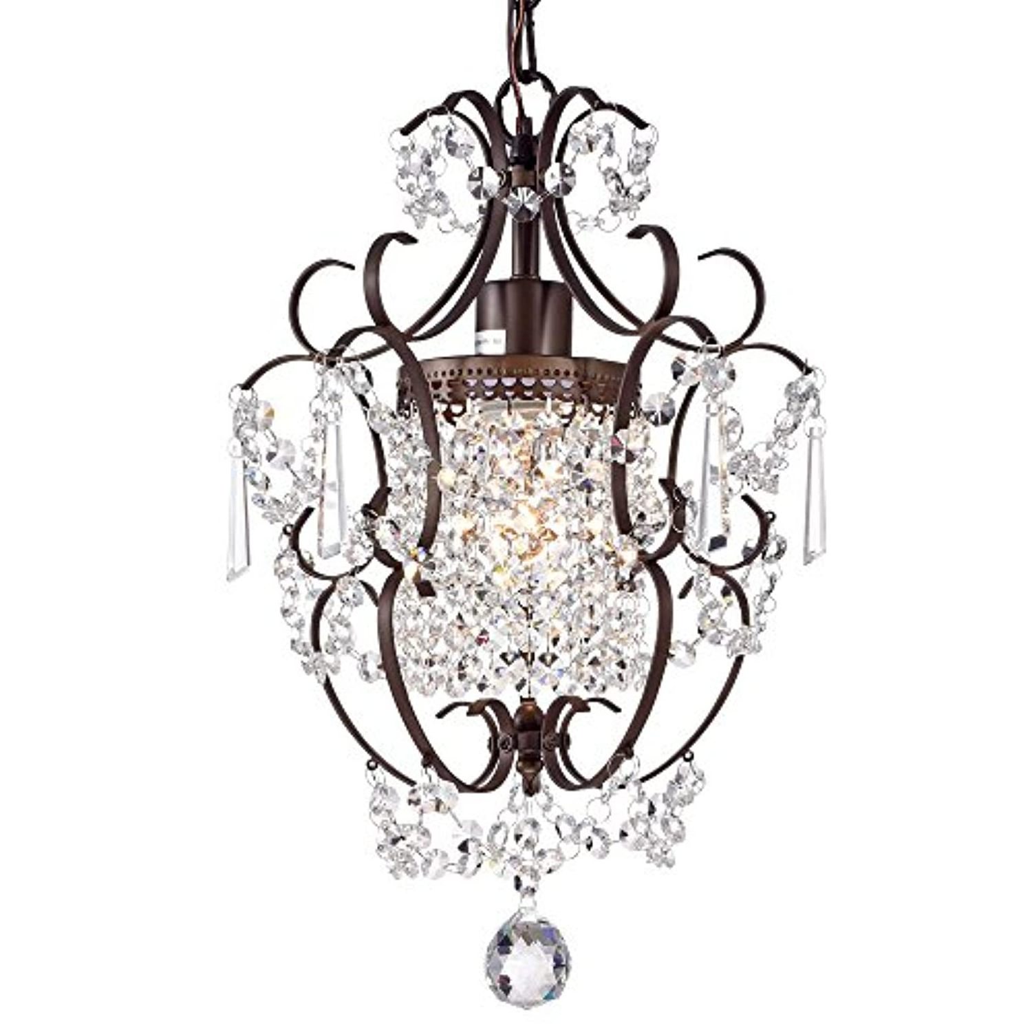 Crystal Mini Chandelier Lighting 1 Light Chrome Chandeliers Iron Ceiling Light Fixture