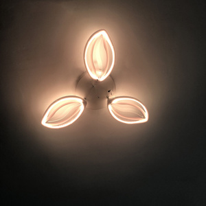 Flower Shaped Ceiling Light 45W Dimmable Modern Ceiling Lamp Remote Control LED Lighting Fixture for Bedroom Living Room